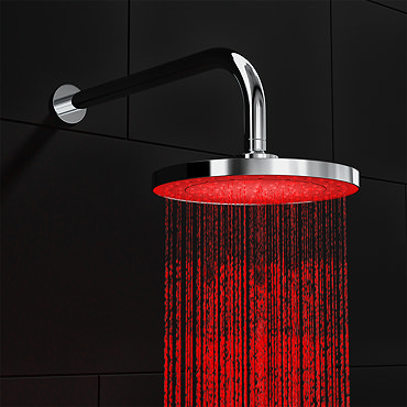 Cruze 200mm Round LED Shower Head with Wall Mounted Arm - Chrome  Profile Large Image