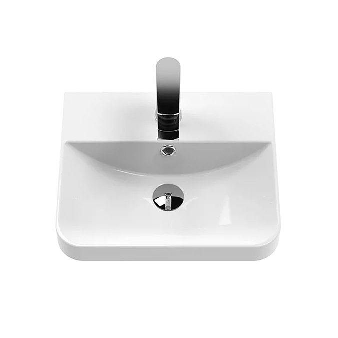 Cruze 400mm Curved Gloss Grey Vanity Unit with Matt Black Handle