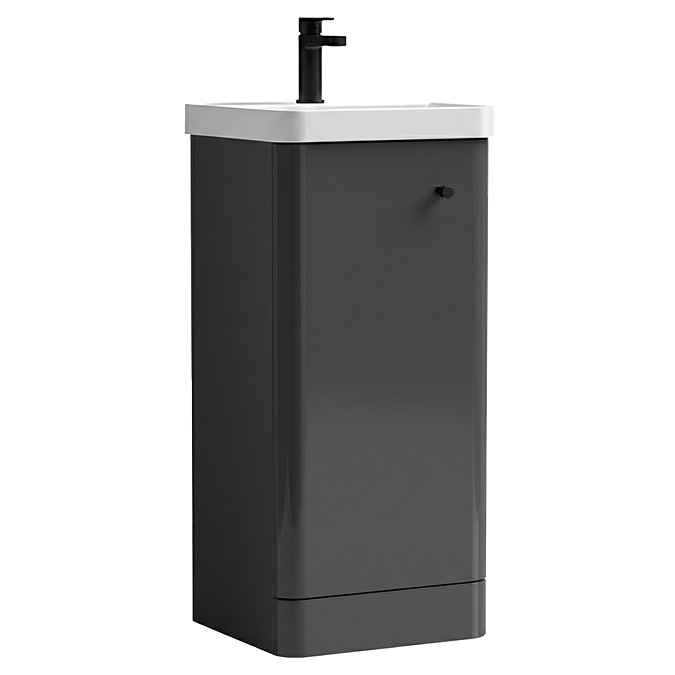 Cruze 400mm Curved Gloss Grey Vanity Unit with Matt Black Handle