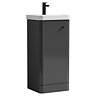 Cruze 400mm Curved Gloss Grey Vanity Unit with Matt Black Handle
