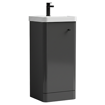 Cruze 400mm Curved Gloss Grey Vanity Unit with Matt Black Handle
