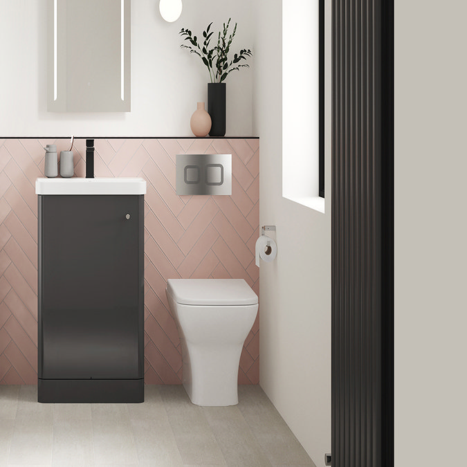 Cruze 400mm Curved Gloss Grey Vanity Unit  Feature Large Image