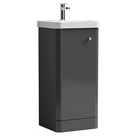 Cruze 400mm Curved Gloss Grey Vanity Unit with Chrome Handle