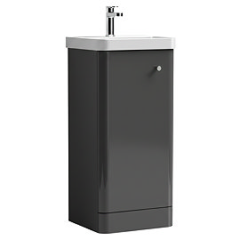 Cruze 400mm Curved Gloss Grey Vanity Unit with Chrome Handle