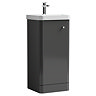 Cruze 400mm Curved Gloss Grey Vanity Unit with Chrome Handle