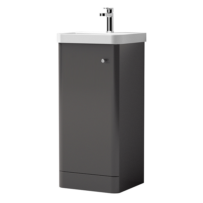 Cruze 400mm Curved Gloss Grey Vanity Unit Large Image