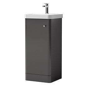 Cruze 400mm Curved Gloss Grey Vanity Unit Large Image