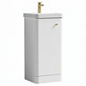 Cruze 400mm Curved Gloss White Vanity Unit with Brushed Brass Handle