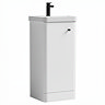 Cruze 400mm Curved Gloss White Vanity Unit with Matt Black Handle