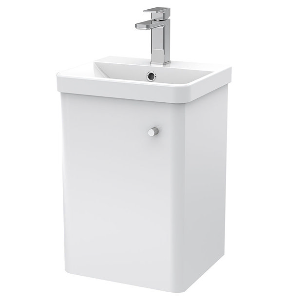 Cruze 400mm Curved Gloss White Wall Hung Vanity Unit Large Image