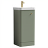 Cruze 400mm Curved Satin Green Vanity Unit with Brushed Brass Handle