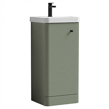 Cruze 400mm Curved Satin Green Vanity Unit with Matt Black Handle