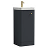 Cruze 400mm Curved Soft Black Vanity Unit with Brushed Brass Handle