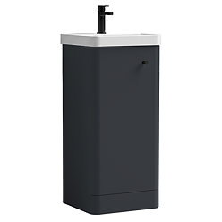 Cruze 400mm Curved Soft Black Vanity Unit with Matt Black Handle