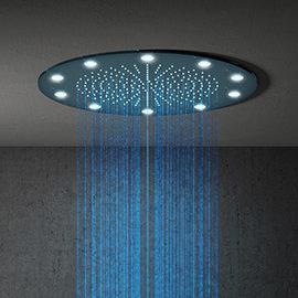 Cruze 400mm LED Illuminated Fixed Ceiling Mounted Round Shower Head Medium Image