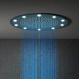Cruze 400mm LED Illuminated Fixed Ceiling Mounted Round Shower Head Large Image