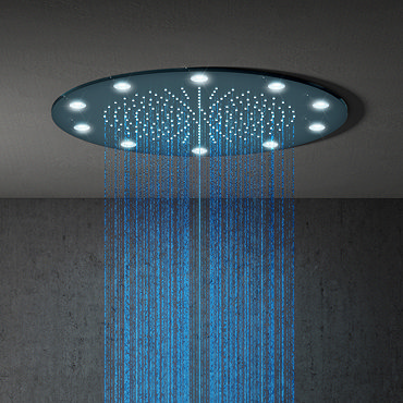 Cruze 400mm LED Illuminated Fixed Ceiling Mounted Round Shower Head  Feature Large Image