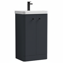 Cruze 500mm Curved Soft Black Vanity Unit with Matt Black Handles