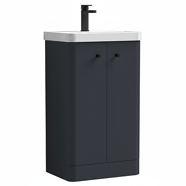 Cruze 500mm Curved Soft Black Vanity Unit with Matt Black Handles