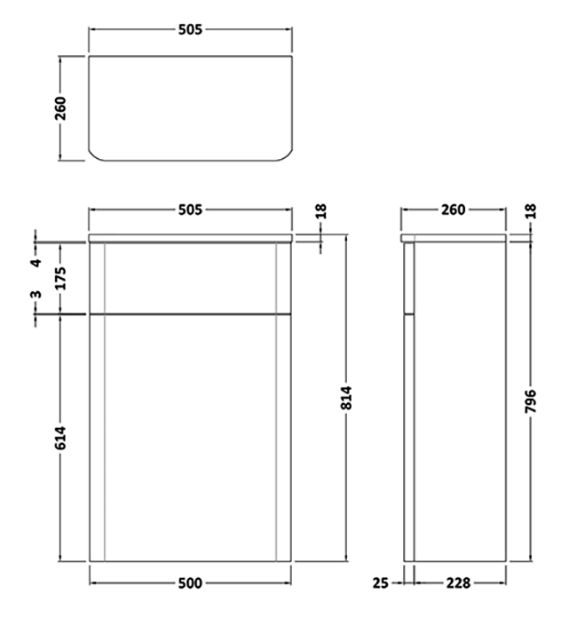 Cruze 500mm Curved Soft Black WC Unit