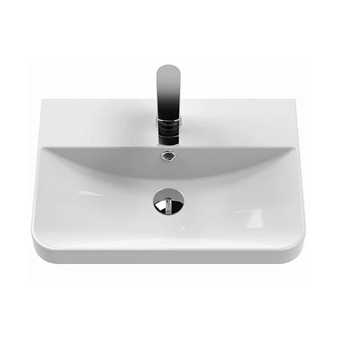 Cruze 500mm Curved Gloss Grey Vanity Unit with Brushed Brass Handles