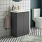 Cruze 500mm Curved Gloss Grey Vanity Unit with Brushed Brass Handles