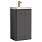 Cruze 500mm Curved Gloss Grey Vanity Unit with Brushed Brass Handles