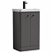 Cruze 500mm Curved Gloss Grey Vanity Unit with Matt Black Handles