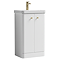 Cruze 500mm Curved Gloss White Vanity Unit with Brushed Brass Handles