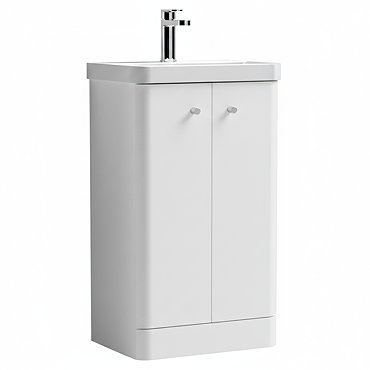 Cruze 500mm Curved Gloss White Vanity Unit  Profile Large Image