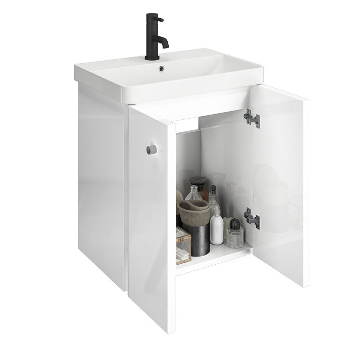 Cruze 500mm Curved Gloss White Wall Hung Vanity Unit  Feature Large Image