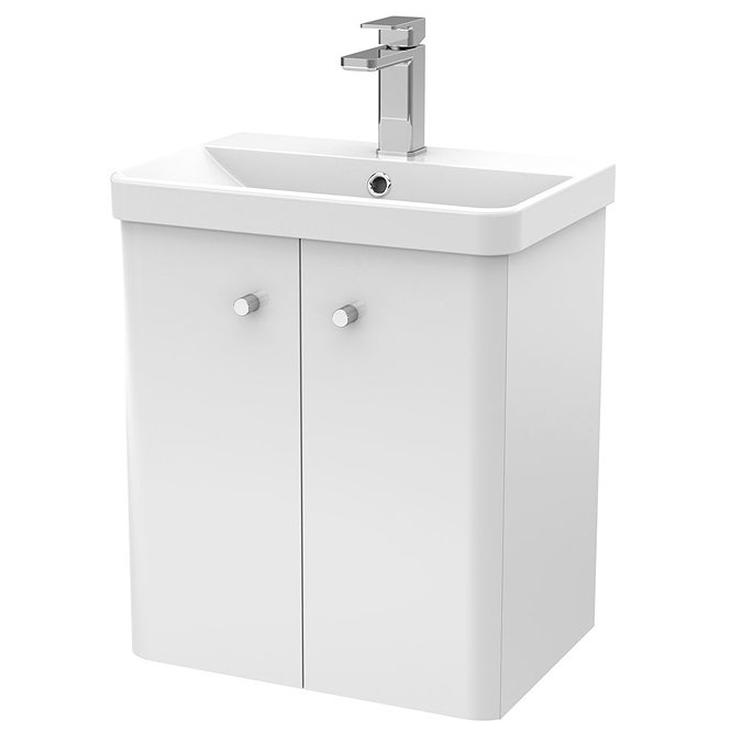 Cruze 500mm Curved Gloss White Wall Hung Vanity Unit Large Image