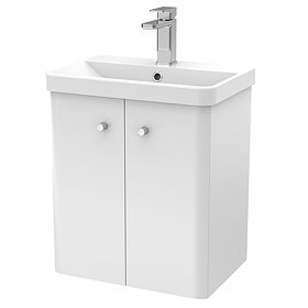 Cruze 500mm Curved Gloss White Wall Hung Vanity Unit Large Image