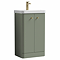 Cruze 500mm Curved Satin Green Vanity Unit with Brushed Brass Handles