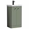 Cruze 500mm Curved Satin Green Vanity Unit with Matt Black Handles