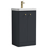 Cruze 500mm Curved Soft Black Vanity Unit with Brushed Brass Handles
