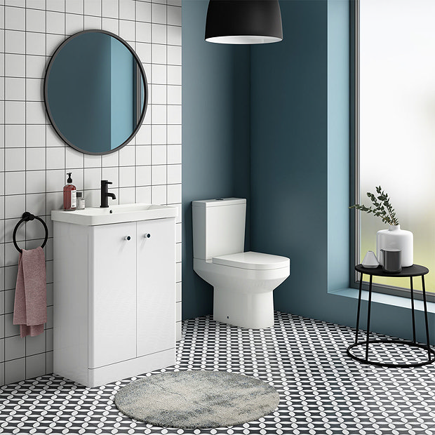Cruze 600 Curved Floorstanding Vanity Unit + Close Coupled Toilet Large Image