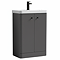 Cruze 600mm Curved Gloss Grey Vanity Unit with Matt Black Handles