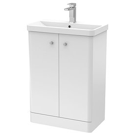 Cruze 600mm Curved Gloss White Vanity Unit Large Image