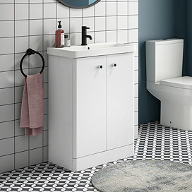 Cruze 600mm Curved Gloss White Vanity Unit