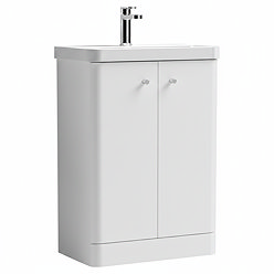 Cruze 600mm Curved Gloss White Vanity Unit with Chrome Handles
