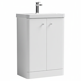 Cruze 600mm Curved Gloss White Vanity Unit with Chrome Handles