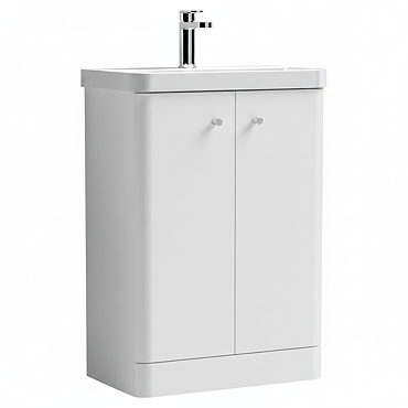 Cruze 600mm Curved Gloss White Vanity Unit  In Bathroom Large Image
