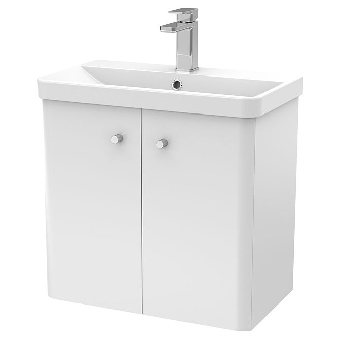 Cruze 600mm Curved Gloss White Wall Hung Vanity Unit  additional Large Image