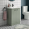 Cruze 600mm Curved Satin Green Vanity Unit with Matt Black Handles