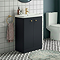 Cruze 600mm Curved Soft Black Vanity Unit with Brushed Brass Handles
