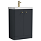 Cruze 600mm Curved Soft Black Vanity Unit with Brushed Brass Handles