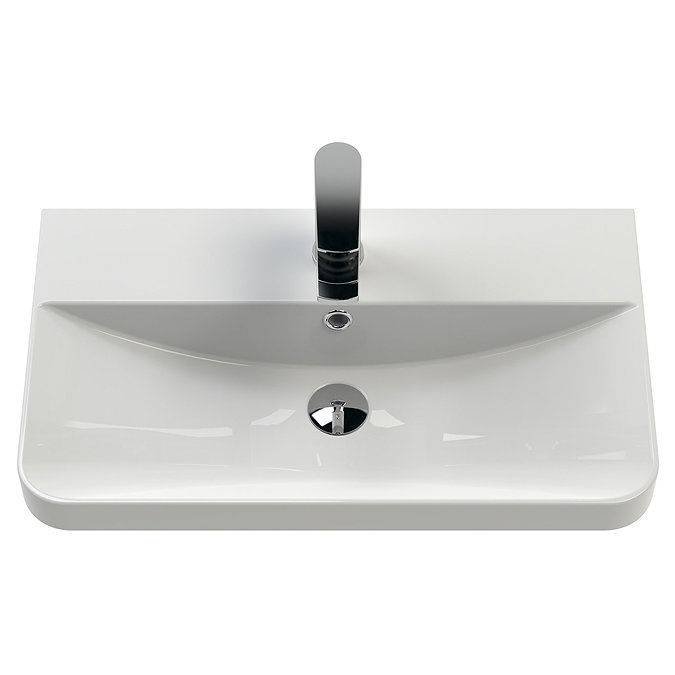 Cruze 600mm Curved Soft Black Vanity Unit with Matt Black Handles