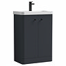 Cruze 600mm Curved Soft Black Vanity Unit with Matt Black Handles