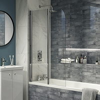 Cruze 800 x 1400 Chrome 6mm Bi-Fold Hinged Bath Screen Large Image